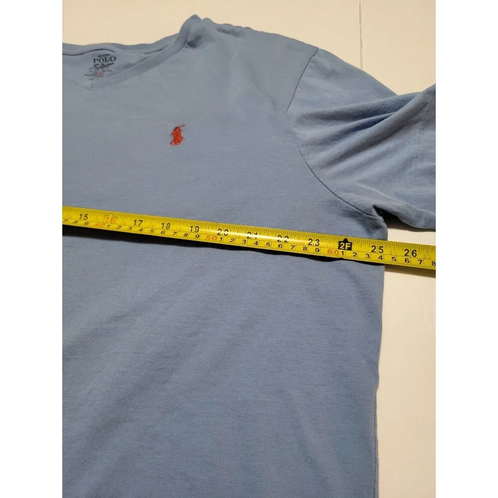(#17) Polo By Ralph Lauren Polo V Neck T- Shirt Blue Short Sleeve Size Men's XXL